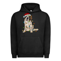 Pigment Black saint bernard with christmas lights Urban Hoodie - RanaPortraitStore