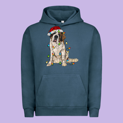 Saint Bernard With Christmas Lights Urban Hoodie Designed By Ranaportraitstore