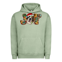 Pigment Oil Green Saint Bernard Christmas joy, Urban Hoodie - RanaPortraitStore