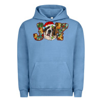 Pigment Pebble Blue Saint Bernard Christmas joy, Urban Hoodie - RanaPortraitStore