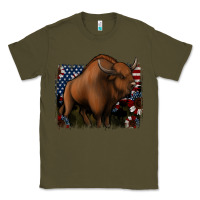 Army Green American Bison Classic Tee - Jasminsmagicworld