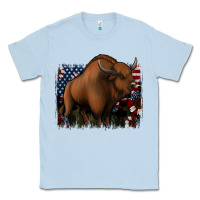 Dusty Blue American Bison Classic Tee - Jasminsmagicworld