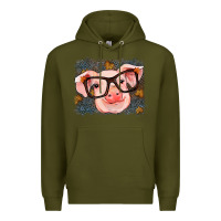 Army Green Fall Autumn Pig Premium Hoodie - RanaPortraitStore
