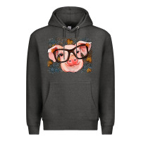 Charcoal Heather Fall Autumn Pig Premium Hoodie - RanaPortraitStore