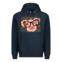 Navy Fall Autumn Pig Premium Hoodie - RanaPortraitStore