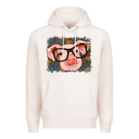 Pale Pink Fall Autumn Pig Premium Hoodie - RanaPortraitStore