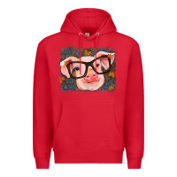 Red Fall Autumn Pig Premium Hoodie - RanaPortraitStore