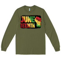 Army Green juneteenth Long Sleeve Tee - BarkalooDesign