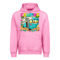Fuchsia Pink camping is my happy place Urban Hoodie - texasbilliewilder