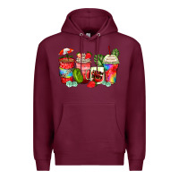 Burgundy strawberry coffee cups Premium Hoodie - Zillion Design Studio