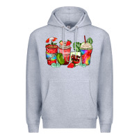 Heather Grey strawberry coffee cups Premium Hoodie - Zillion Design Studio