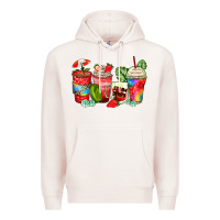 Pale Pink strawberry coffee cups Premium Hoodie - Zillion Design Studio