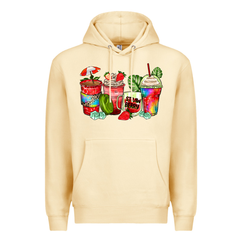Strawberry Coffee Cups Premium Hoodie by Zillion Design Studio | Teevron