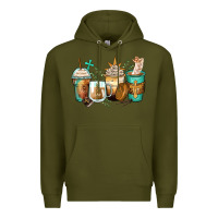 Army Green jesus coffee cups Premium Hoodie - Zillion Design Studio