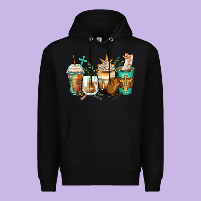 Jesus Coffee Cups Premium Hoodie Designed By Zillion Design Studio