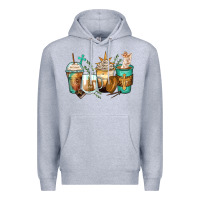 Heather Grey jesus coffee cups Premium Hoodie - Zillion Design Studio