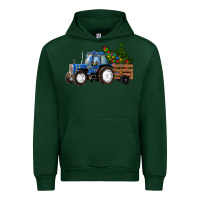 Forest Green Christmas farm tractor Urban Hoodie - RanaPortraitStore