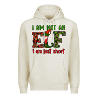 Oatmeal Heather i am not an elf i am just short christmas Premium Hoodie - RanaPortraitStore