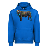 Cobalt christmas black angus bull with christmas lights Urban Hoodie - RanaPortraitStore
