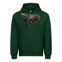 Forest Green christmas black angus bull with christmas lights Urban Hoodie - RanaPortraitStore