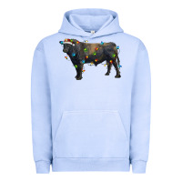 Pigment Grape Ice christmas black angus bull with christmas lights Urban Hoodie - RanaPortraitStore
