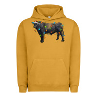 Pigment Peanut Butter christmas black angus bull with christmas lights Urban Hoodie - RanaPortraitStore