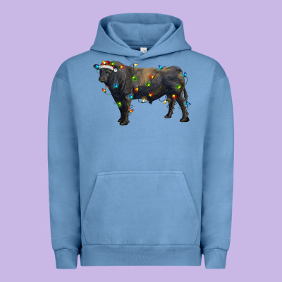 Christmas Black Angus Bull With Christmas Lights Urban Hoodie Designed By Ranaportraitstore