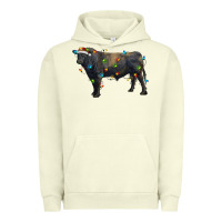 Pigment Pistachio christmas black angus bull with christmas lights Urban Hoodie - RanaPortraitStore