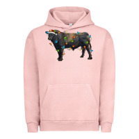 Pigment Salmon christmas black angus bull with christmas lights Urban Hoodie - RanaPortraitStore