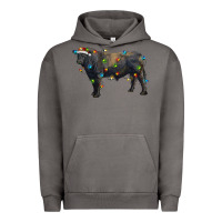 Pigment Tornado christmas black angus bull with christmas lights Urban Hoodie - RanaPortraitStore