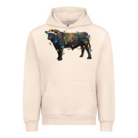 Sandshell christmas black angus bull with christmas lights Urban Hoodie - RanaPortraitStore