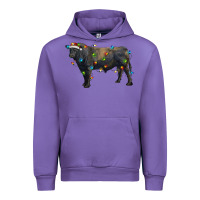 Tulip christmas black angus bull with christmas lights Urban Hoodie - RanaPortraitStore