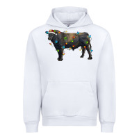 White christmas black angus bull with christmas lights Urban Hoodie - RanaPortraitStore