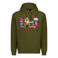 Army Green hairstylist coffee cups Premium Hoodie - Zillion Design Studio