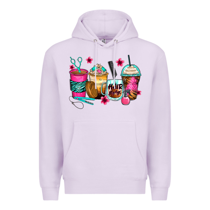 Hairstylist Coffee Cups Premium Hoodie by Zillion Design Studio | Teevron