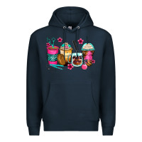 Navy hairstylist coffee cups Premium Hoodie - Zillion Design Studio