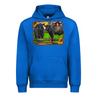 Cobalt black angus cattle and bull in barnyard Urban Hoodie - RanaPortraitStore