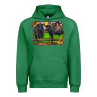 Emerald black angus cattle and bull in barnyard Urban Hoodie - RanaPortraitStore