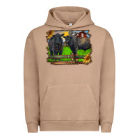 Pigment Burro black angus cattle and bull in barnyard Urban Hoodie - RanaPortraitStore