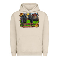 Pigment French Oak black angus cattle and bull in barnyard Urban Hoodie - RanaPortraitStore