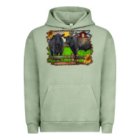 Pigment Oil Green black angus cattle and bull in barnyard Urban Hoodie - RanaPortraitStore