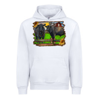 White black angus cattle and bull in barnyard Urban Hoodie - RanaPortraitStore