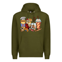Army Green bakery coffee cups Premium Hoodie - Zillion Design Studio