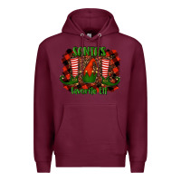 Burgundy santa's favorite elf Premium Hoodie - RanaPortraitStore
