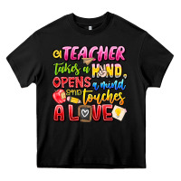Black a Teacher Takes a Hand Opens a mind and Touches A Heavy Core Tee - CowhideDigitalArt