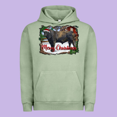 Merry Christmas Black Angus Bull And Farm Urban Hoodie Designed By Ranaportraitstore