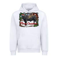 White merry christmas black angus bull and farm Urban Hoodie - RanaPortraitStore