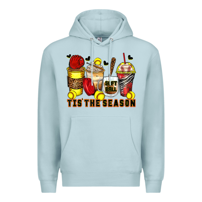 Tis' The Season Softball Coffee Cups Premium Hoodie by Zillion Design Studio | Teevron