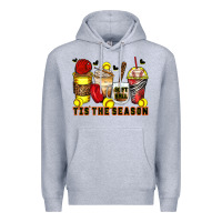 Heather Grey tis' the season softball coffee cups Premium Hoodie - Zillion Design Studio