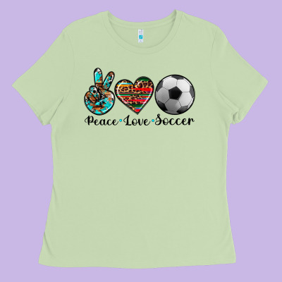 Peace Love Soccer Ladies Tee Designed By Artiststas